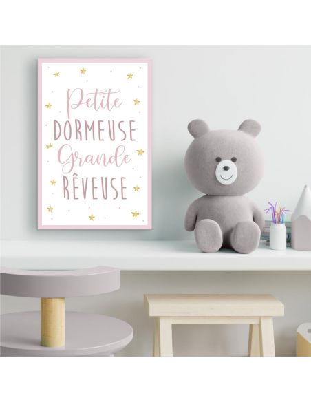 Toile Décorative Murale Petite Dormeuse Grande Rêveuse - Dimensions : 30 x 20 x 2 cm