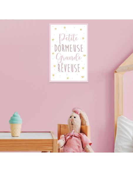 Toile Décorative Murale Petite Dormeuse Grande Rêveuse - Dimensions : 30 x 20 x 2 cm