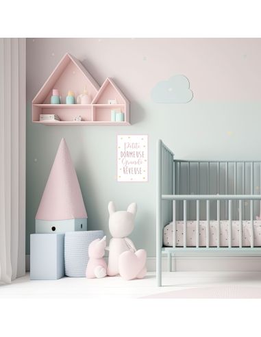 Toile Décorative Murale Petite Dormeuse Grande Rêveuse - Dimensions : 30 x 20 x 2 cm