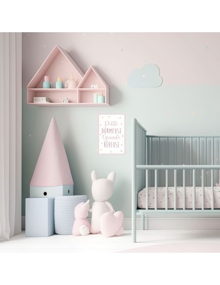 Toile Décorative Murale Petite Dormeuse Grande Rêveuse - Dimensions : 30 x 20 x 2 cm