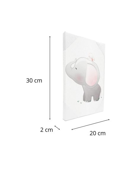 Toile Décorative Murale Eléphanteaux - Dimensions : 30 x 20 x 2 cm