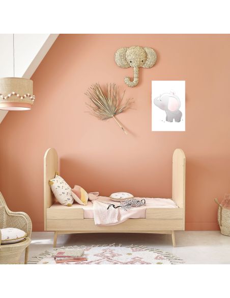 Toile Décorative Murale Eléphanteaux - Dimensions : 30 x 20 x 2 cm
