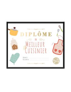 Cadre murale "Diplôme du Meilleur Cuisinier" - Dimensions : 26 x 21 x 1,5 cm