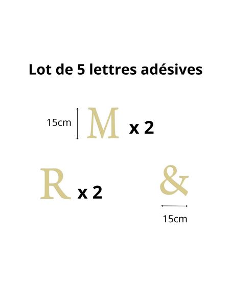 Stickers Lettres Dorées " Mr & Mme , Mr & Mr ou Mme & Mme"