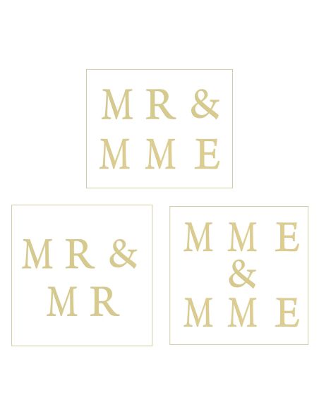 Stickers Lettres Dorées " Mr & Mme , Mr & Mr ou Mme & Mme"