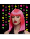 Perruque mi-longue raide avec frange - rose fluo