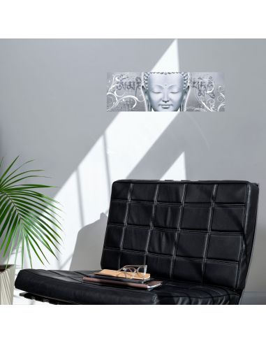 Toile sur Cadre en Bois Horizontale Bouddha Graphic Zen - Dimensions : 90 x 30 cm - 2 Modèles Disponibles