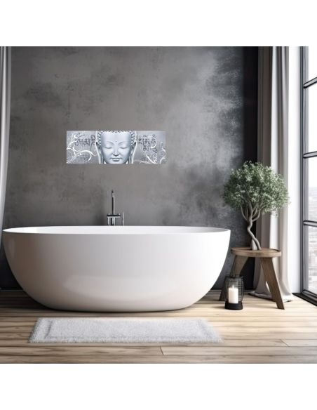 Toile sur Cadre en Bois Horizontale Bouddha Graphic Zen - Dimensions : 90 x 30 cm - 2 Modèles Disponibles