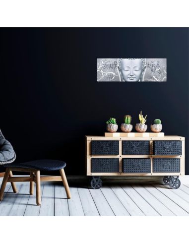 Toile sur Cadre en Bois Horizontale Bouddha Graphic Zen - Dimensions : 90 x 30 cm - 2 Modèles Disponibles