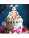 Pic de décoration de Pâques " Lapin blanc et Oeufs Multicolores " - Dimensions : 13,6 x 13,8 cm
