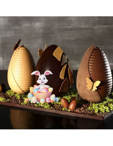 Pic de décoration de Pâques " Lapin blanc et Oeufs Multicolores " - Dimensions : 13,6 x 13,8 cm