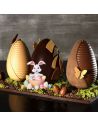 Pic de décoration de Pâques " Lapin blanc et Oeufs Multicolores " - Dimensions : 13,6 x 13,8 cm