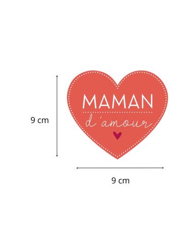 Magnet en Forme de Coeur Rouge "Maman D'Amour" - Dimensions : 8 x 8 cm
