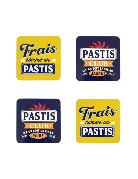 Lot de 4 Dessous de Verre Pastis