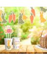 Guirlande 10 Fanions Motif Lapins et Carottes - Longueur : 3 mètres