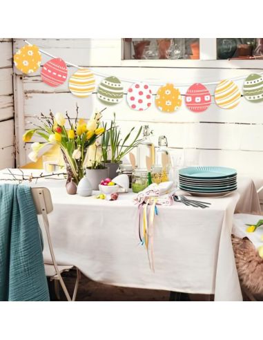 Guirlande 10 Fanions motif Œufs de Pâques - Longueur : 3 mètres