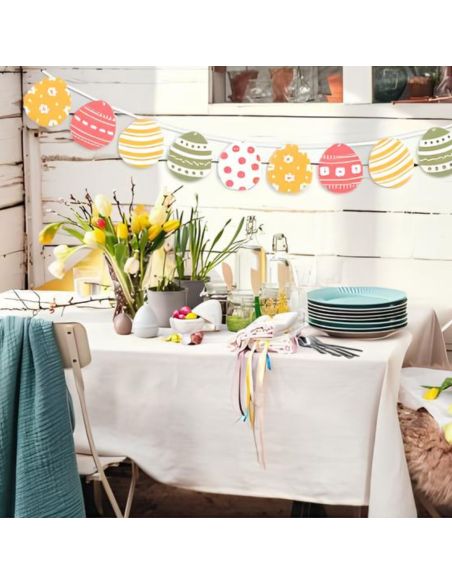 Guirlande 10 Fanions motif Œufs de Pâques - Longueur : 3 mètres