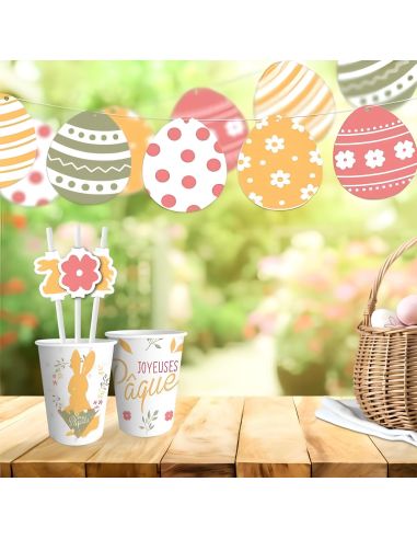 Guirlande 10 Fanions motif Œufs de Pâques - Longueur : 3 mètres