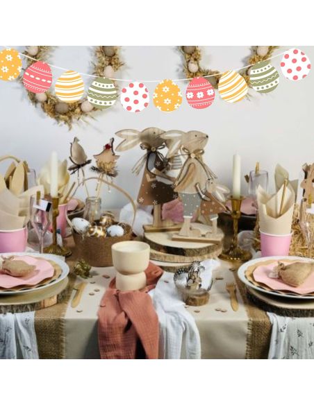 Guirlande 10 Fanions motif Œufs de Pâques - Longueur : 3 mètres