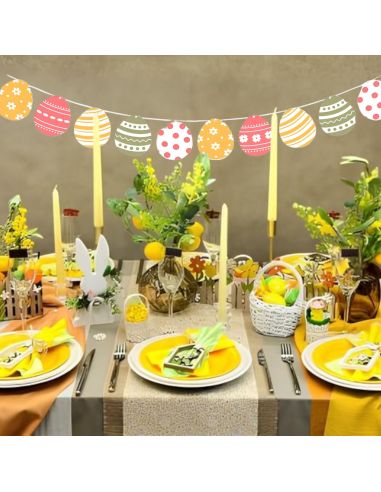 Guirlande 10 Fanions motif Œufs de Pâques - Longueur : 3 mètres