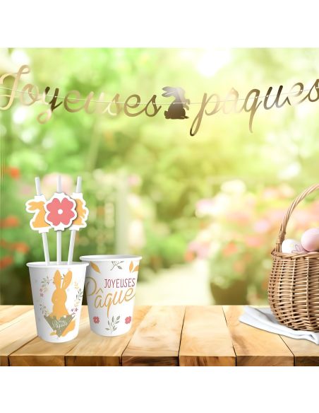 Guirlande Dorée "Joyeuses Pâques" - Longueur : 3 mètres