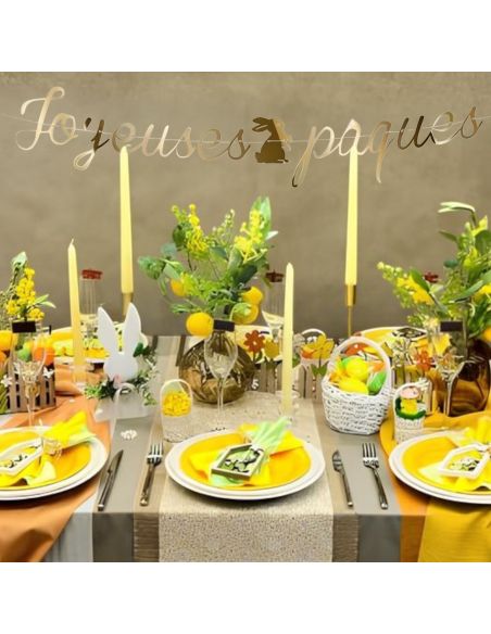 Guirlande Dorée "Joyeuses Pâques" - Longueur : 3 mètres