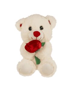 Ours en peluche avec rose – 18 cm – 2 modèles assortis 2
