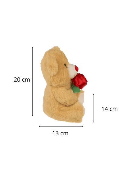 Ours en peluche avec rose – 18 cm – 2 modèles assortis