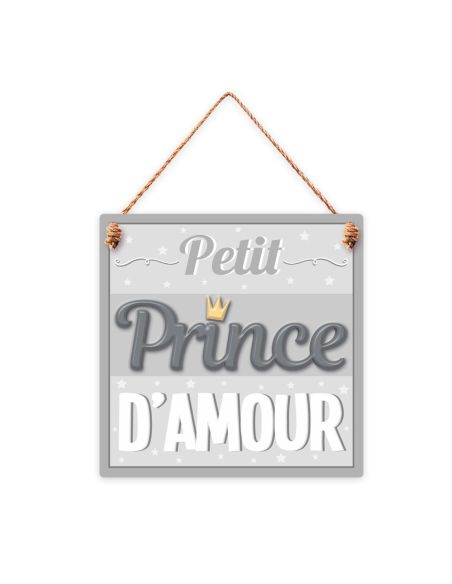 Plaque Murale en Bois à Suspendre " Petite Prince d'Amour"