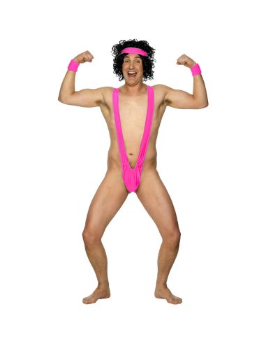 Maillot de bain pour homme Mankini Rose - Taille unique - Matière : Polyester 