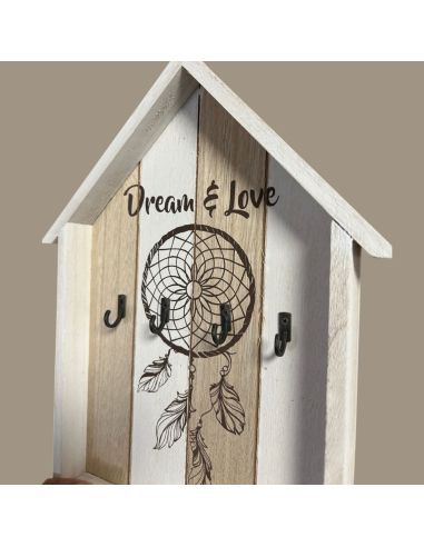 Boite à Clé en Bois en Forme de Maison - Dimensions : 30,5 x 24 x 3 cm - 2 Modèles Disponibles