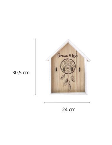 Boite à Clé en Bois en Forme de Maison - Dimensions : 30,5 x 24 x 3 cm - 2 Modèles Disponibles