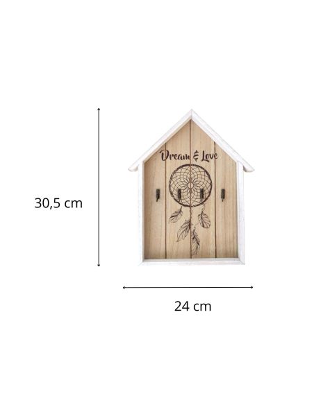 Boite à Clé en Bois en Forme de Maison - Dimensions : 30,5 x 24 x 3 cm - 2 Modèles Disponibles