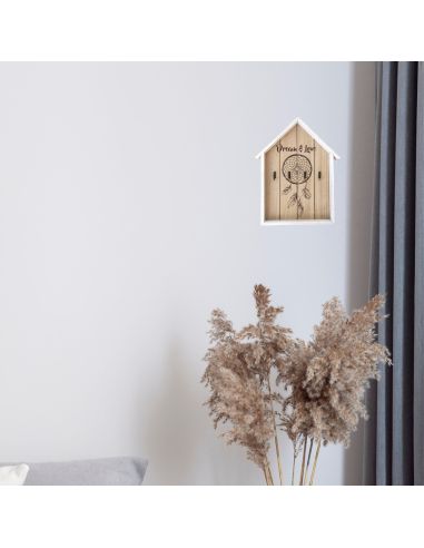 Boite à Clé en Bois en Forme de Maison - Dimensions : 30,5 x 24 x 3 cm - 2 Modèles Disponibles