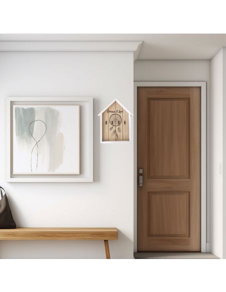 Boite à Clé en Bois en Forme de Maison - Dimensions : 30,5 x 24 x 3 cm - 2 Modèles Disponibles