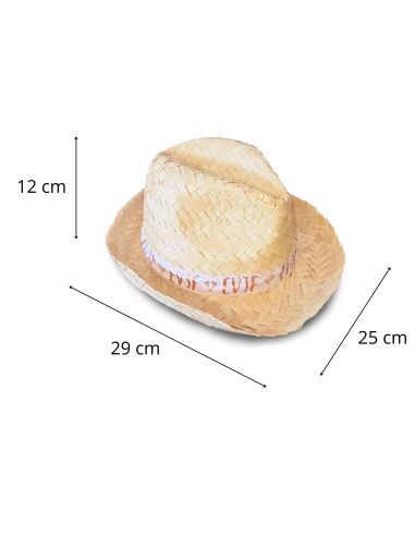 Chapeaux de Paille Panama avec Message Spécial EVJF - Dimensions : 29 x 25 x 12 cm
