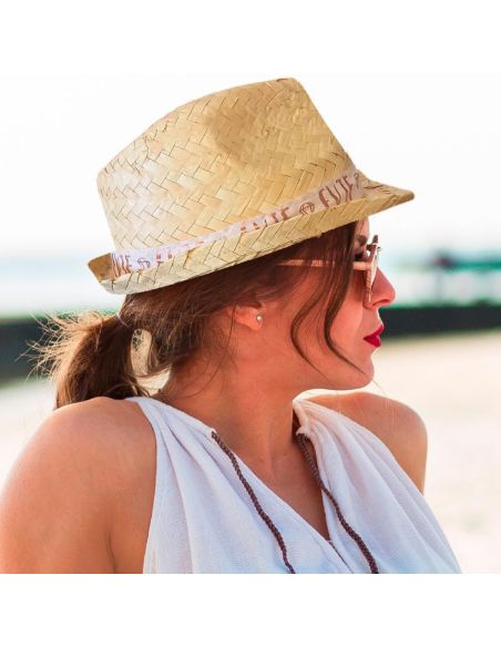 Chapeaux de Paille Panama avec Message Spécial EVJF - Dimensions : 29 x 25 x 12 cm