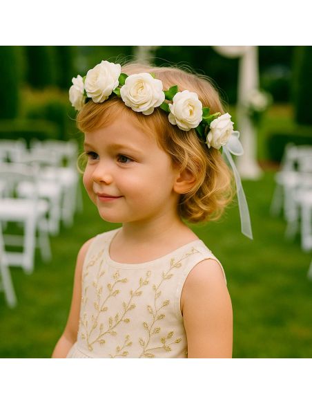 Couronne de Fleurs Blanches Artificielles Pour Mariages