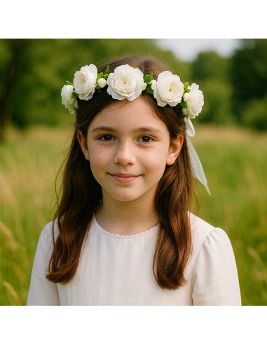 Couronne de Fleurs Blanches Artificielles Pour Mariages