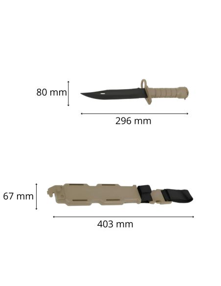 Réplique du Couteau Baïonnette factice TAN pour M4 ou M16 (ACM)