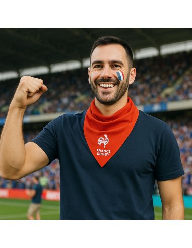 Foulard Supporter Equipe de France de Rugby - Couleurs : Bleu ou Rouge