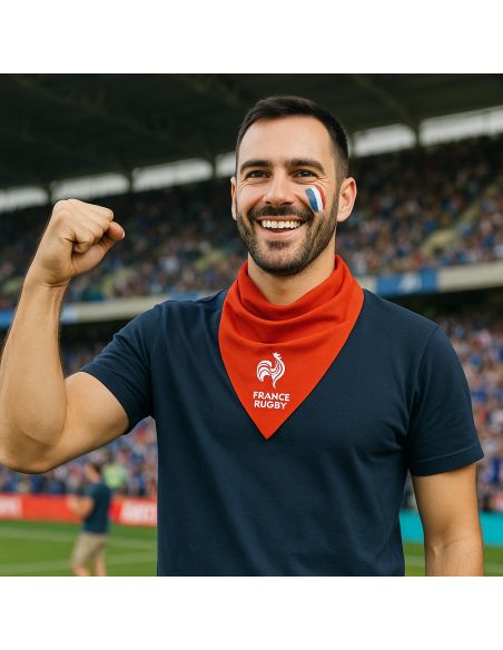 Foulard Supporter Equipe de France de Rugby - Couleurs : Bleu ou Rouge