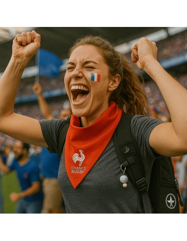 Foulard Supporter Equipe de France de Rugby - Couleurs : Bleu ou Rouge