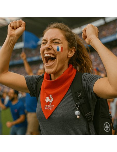 Foulard Supporter Equipe de France de Rugby - Couleurs : Bleu ou Rouge