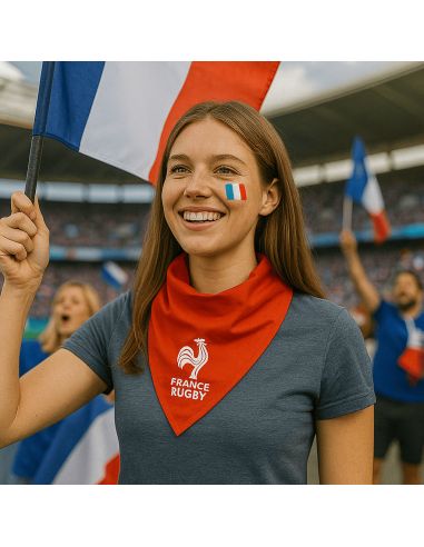 Foulard Supporter Equipe de France de Rugby - Couleurs : Bleu ou Rouge