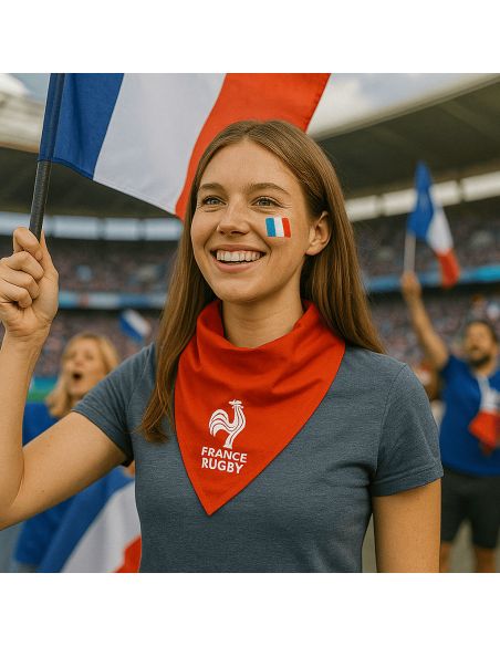 Foulard Supporter Equipe de France de Rugby - Couleurs : Bleu ou Rouge