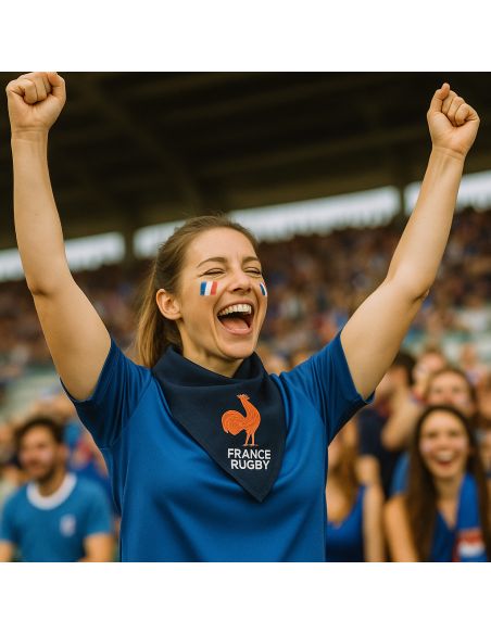Foulard Supporter Equipe de France de Rugby - Couleurs : Bleu ou Rouge
