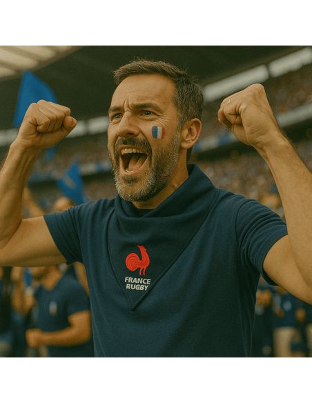 Foulard Supporter Equipe de France de Rugby - Couleurs : Bleu ou Rouge