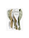 Sachets de 8 Ballons "Communion" Blancs, Verts & Dorés - Dimensions : 30 x 30 cm
