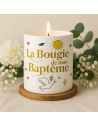Bougie Ronde Parfumée en Céramique " La Bougie de Mon Baptême" - Dimensions : 8 x 9,5 cm